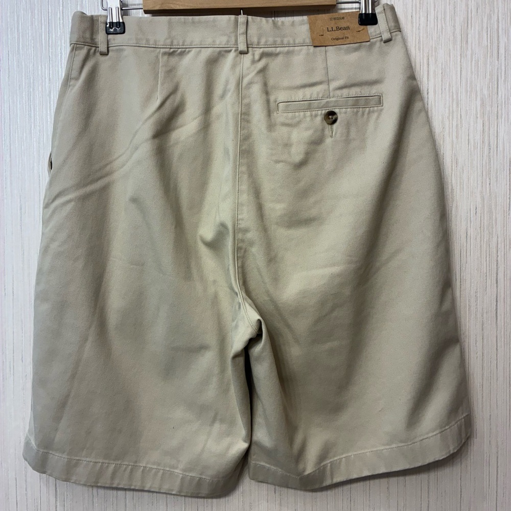 NWT L.L. Bean beige khaki denim high waisted Cotton casual shorts ladies size 12 - Picture 2 of 6